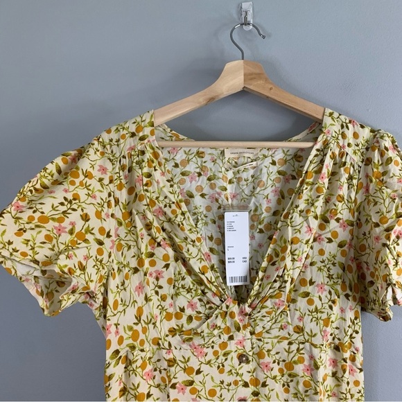 Urban Outfitters UO Bettie  Twist-Front Orange Floral Mini Dress NWT New Large L - Picture 3 of 11